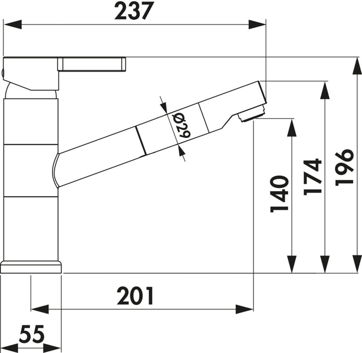 Naber | SERVIZIO Lastra 2, Einhebelmischer, edelstahlfarbig, Hochdruck