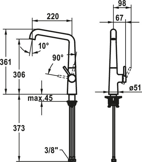 KWC | Kio 2 | Einhebelmischer | schwarz matt | Hochdruck