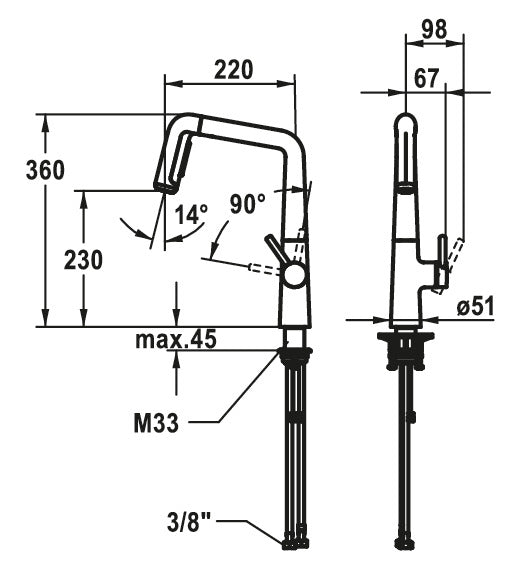 KWC | Kio 3 | Einhebelmischer | schwarz matt | Hochdruck