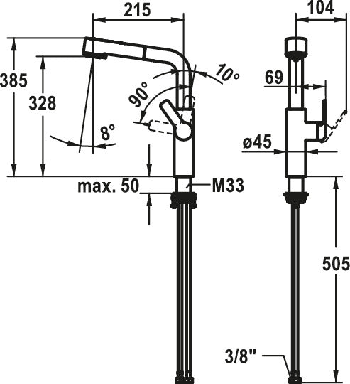 KWC | Domo E4 | Schlauchbrausenarmatur | Edelstahl