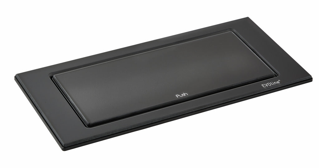 Evoline | Evoline® BackFlip USB C, Steckdosenelement, mit schweizer Steckdosen, flächenbündig H 5 mm, Glas schwarz