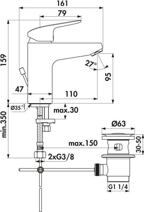 Ideal Standard | Ceraflex Bad | Einhebelmischer | chrom | Hochdruck