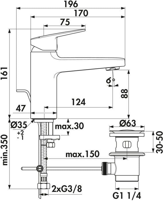 Ideal Standard | Ceraplan Bad | Einhebelmischer | chrom | Hochdruck