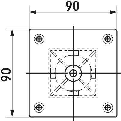 Naber | Kreta Vierkantfuß Aluminium | Stützfuß | edelstahlfarbig | H 870 mm