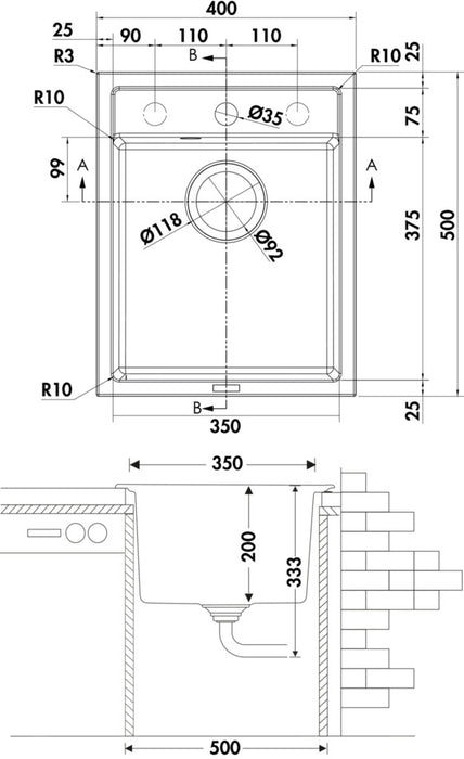 Naber | Angola 40 | Einbauspüle | granit concrete