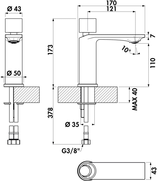Naber | Glam Leva Bad | Einhebelmischer | chrom | Hochdruck