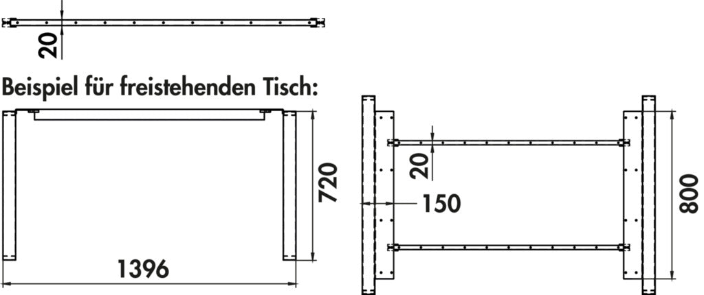 Naber | Traversenset Lucca | Tisch | L 1396 mm