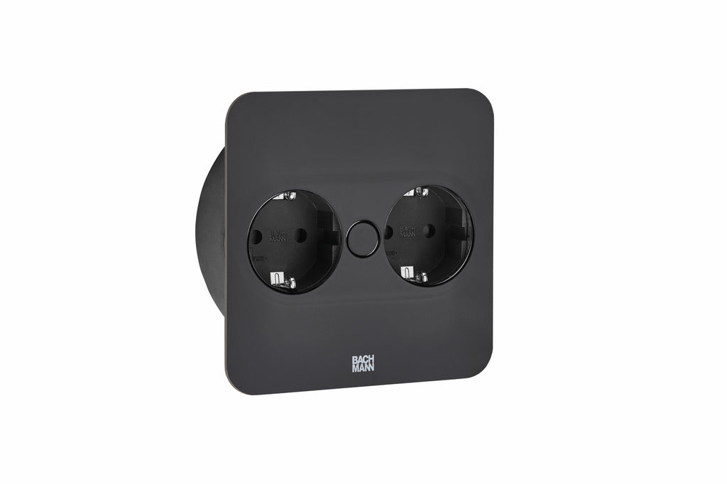 Naber | Twist 2 Doppelsteckdose | Einbausteckdosenelemente | eckig | L 115 | B 115 | T ca. 45 mm | schwarz matt