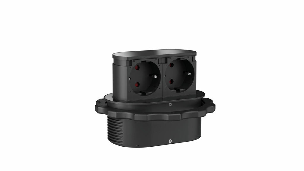 Naber | Piccolino | Einbausteckdosenelemente | Blende schwarz matt