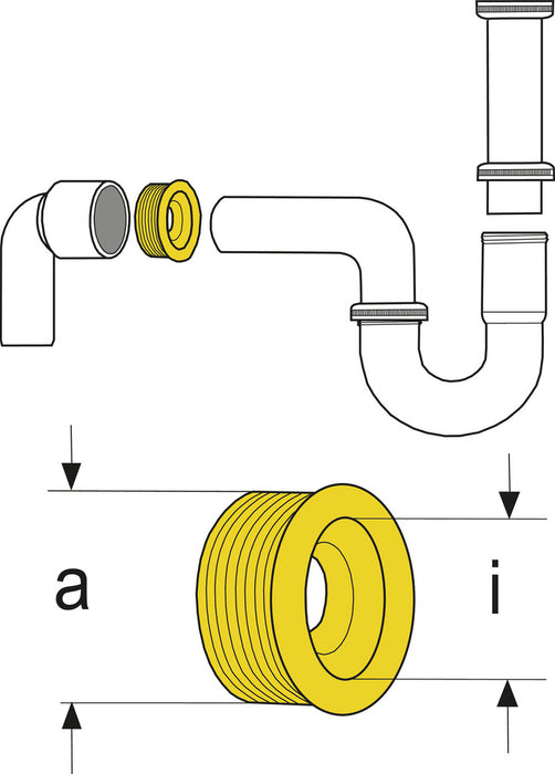 Naber | Gummimanschette für Bad-Anschlussrohre, Zubehör, für 1 ¼", DN 32–40, a 41 mm, i 26 mm
