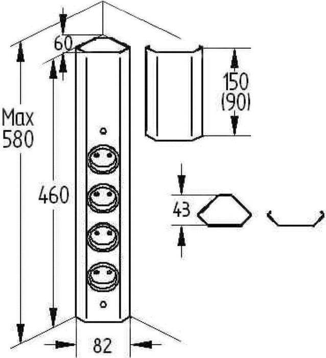 Naber | Mira Eck small USB A/C | Ecksteckdosenelement | schwarz matt