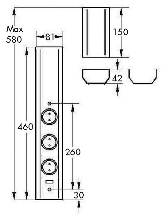 Naber | Mira Wand small USB A/C | Aufbausteckdosenelement | schwarz matt