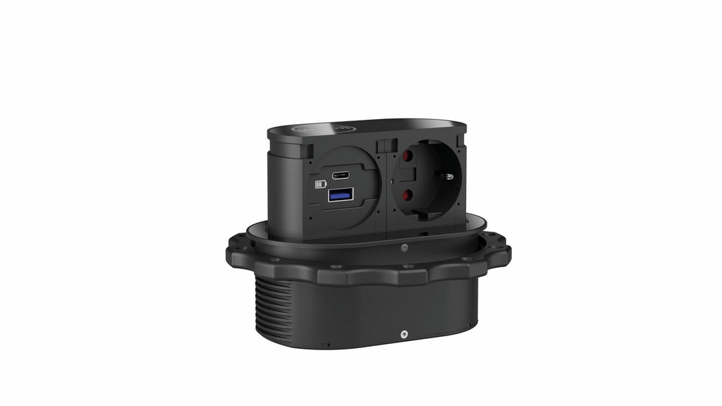 Naber | Piccolino QI, Steckdosenelement, Blende Glas schwarz glänzend