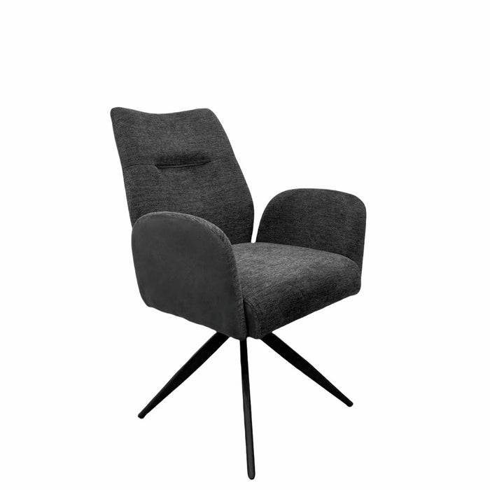 Naber | Famous 1AS, Stuhl, Gestell schwarz matt, drehbar, rund, Bezug dunkelgrau