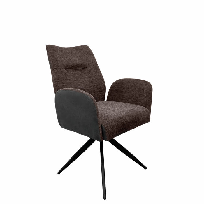 Naber | Famous 1AS, Stuhl, Gestell schwarz matt, drehbar, rund, Bezug braun