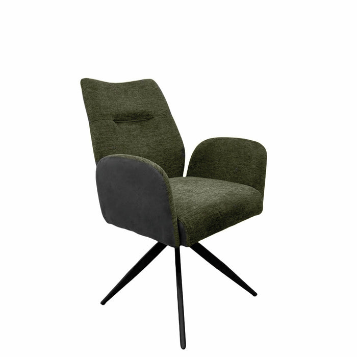 Naber | Famous 1AS, Stuhl, Gestell schwarz matt, drehbar, rund, Bezug grün