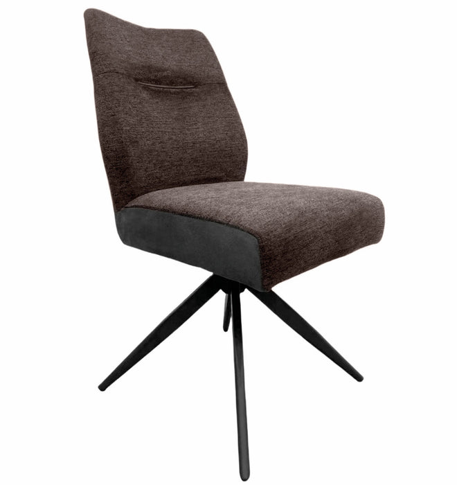 Naber | Famous 1S, Stuhl, Gestell schwarz matt, drehbar, rund, Bezug braun