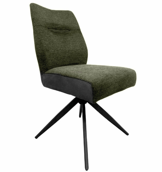 Naber | Famous 1S, Stuhl, Gestell schwarz matt, drehbar, rund, Bezug grün