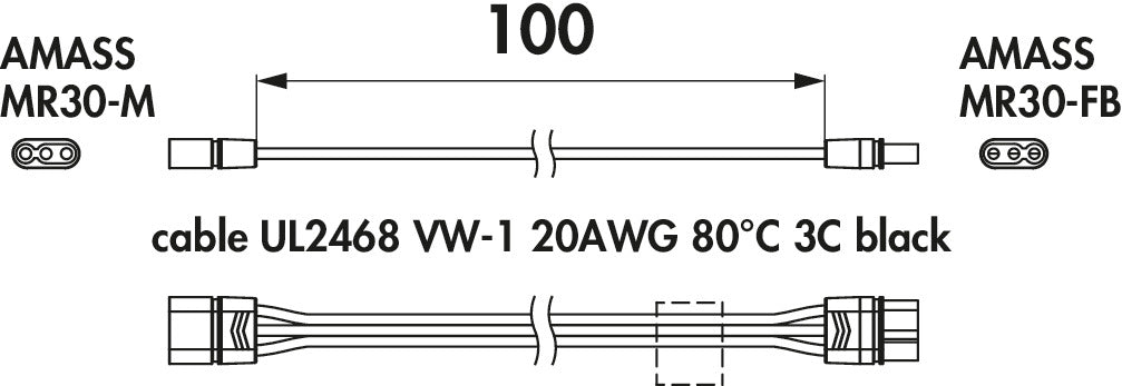 Naber | MEC Driver LED Verbindungsleitung , Verbindungsleitung/-element, L 1000 mm