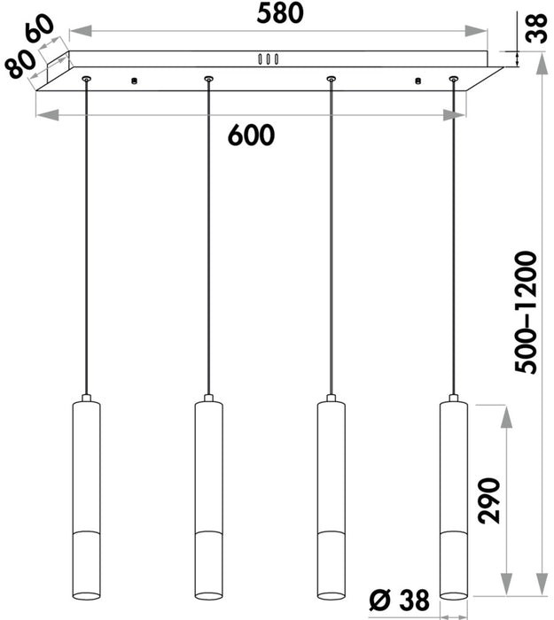 Naber | Gwen 4 LED, Leuchte, 3000 K warmweiß, edelstahlfarbig