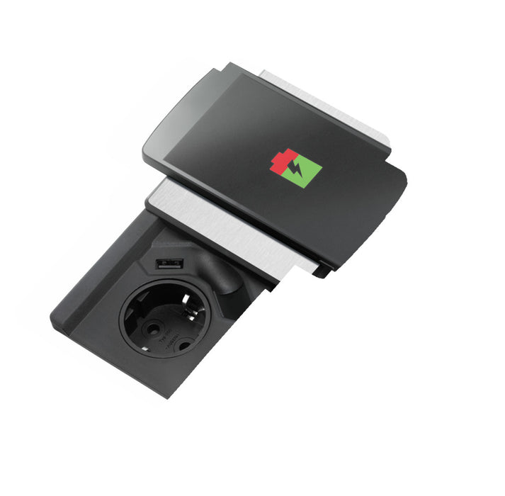 Evoline | Evoline® Square USB C Qi, Steckdosenelement, mit Schukosteckdose