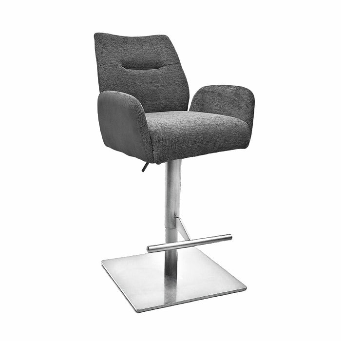 Naber | Famous AS, Hocker, Gestell edelstahlfarbig, eckig, Bezug dunkelgrau