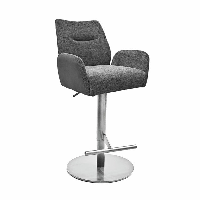 Naber | Famous AS, Hocker, Gestell edelstahlfarbig, rund, Bezug dunkelgrau