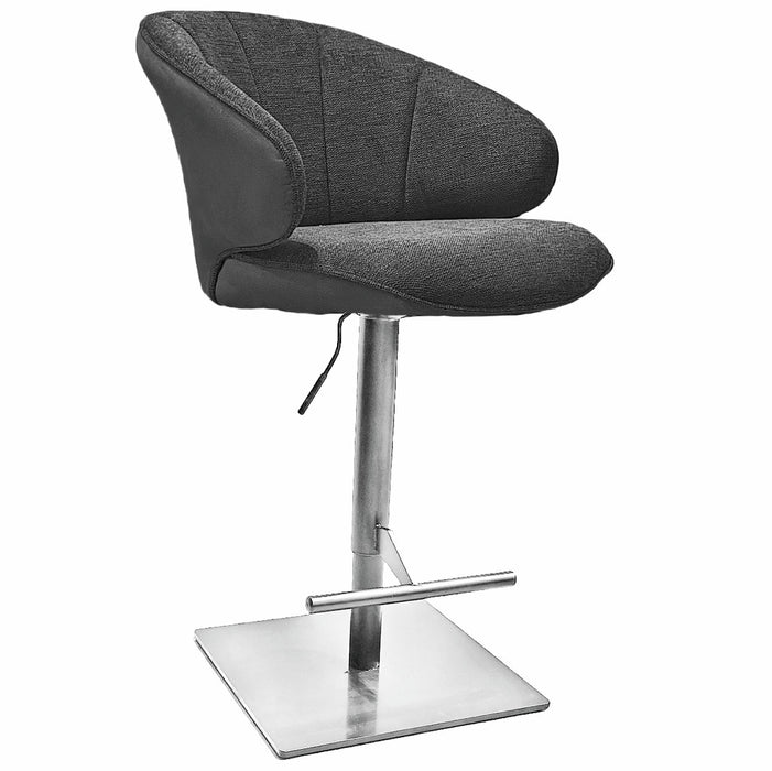 Naber | Brezo AS, Hocker, Gestell edelstahlfarbig, eckig, Bezug dunkelgrau