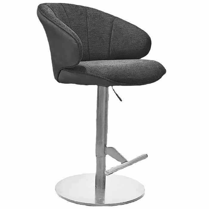 Naber | Brezo AS, Hocker, Gestell edelstahlfarbig, rund, Bezug dunkelgrau