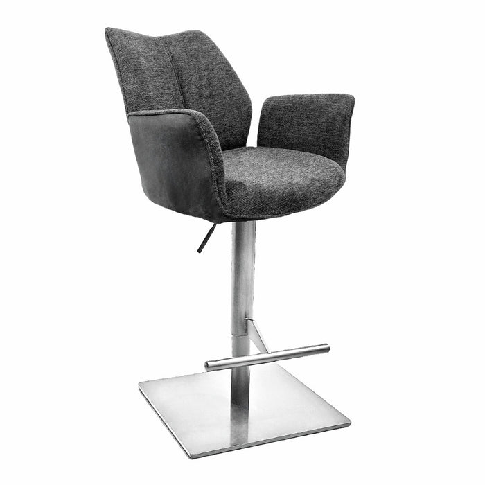 Naber | Stella AS, Hocker, Gestell edelstahlfarbig, eckig, Bezug dunkelgrau