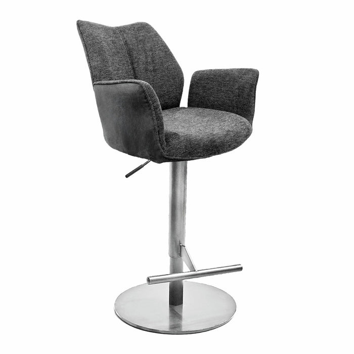 Naber | Stella AS, Hocker, Gestell edelstahlfarbig, rund, Bezug dunkelgrau
