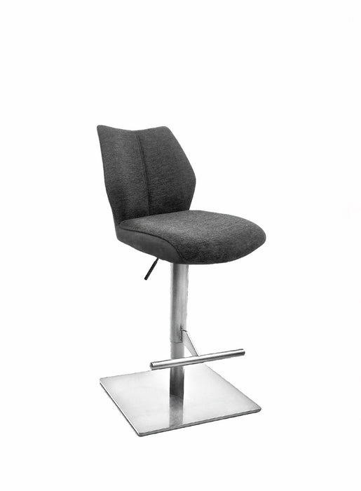 Naber | Stella S, Hocker, Gestell edelstahlfarbig, eckig, Bezug dunkelgrau