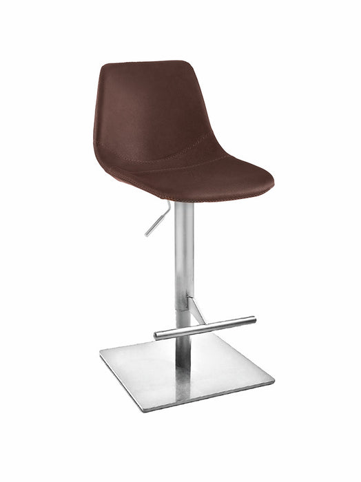 Naber | Level KT, Hocker, Gestell edelstahlfarbig, eckig, Bezug braun