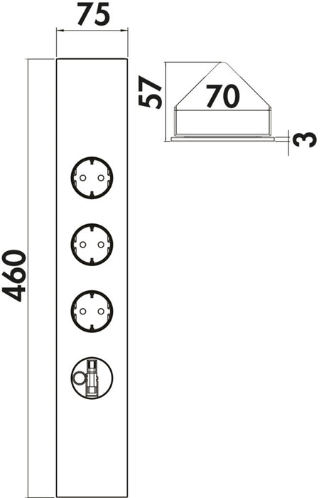 Naber | Mira Eck Glas USB C Snap, Steckdosenelement, Aluminium schwarz/Glas schwarz