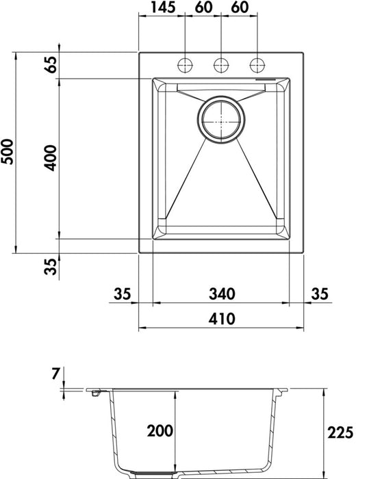 Naber Vellano 410, Spüle, granit nero ossidiana