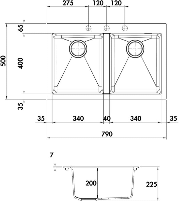 Naber Vellano 790, Spüle, granit grigio tormalina