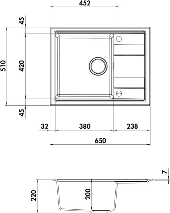 Naber Fontea 650, Spüle, granit bianco howlite