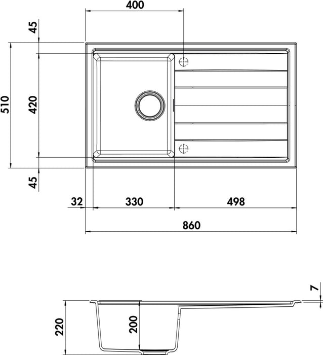 Naber Fontea 860, Spüle, granit nero ossidiana