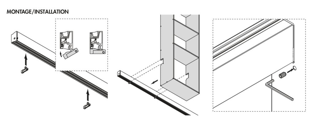 Naber Lucento Modul Regal, Relingsystem, H 1080 mm, B 600 mm, Down