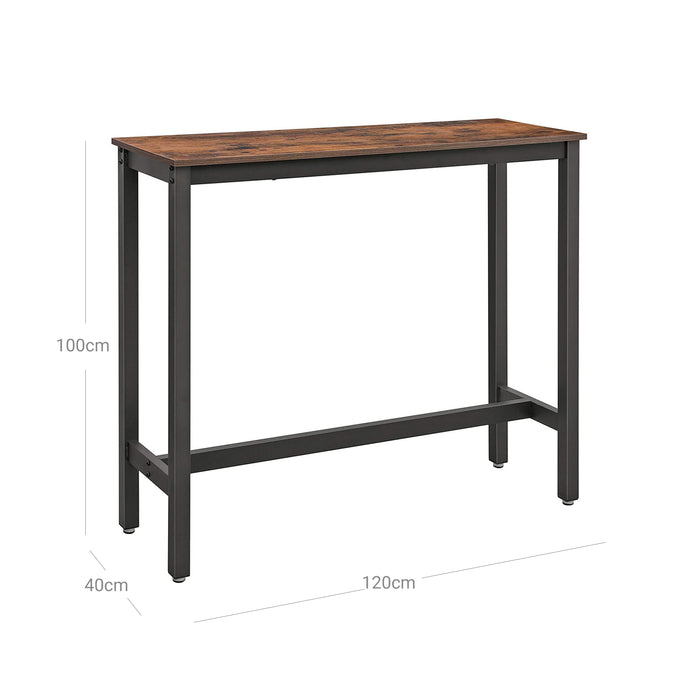 AUSLAUF VASAGLE | Bar Table, Narrow Rectangular Bar Table, Kitchen Table, Pub Dining High Table, Sturdy Metal Frame, 120 x 40 x 100 cm, Easy Assembly, Industrial Design, rustikal braun und Black LBT12X