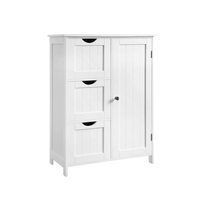 AUSLAUF VASAGLE | Bathroom Storage Cabinet, Floor Cabinet with 3 Large Drawers und 1 Adjustable Shelf, 60 x 30 x 81 cm, weiß BBC49WT