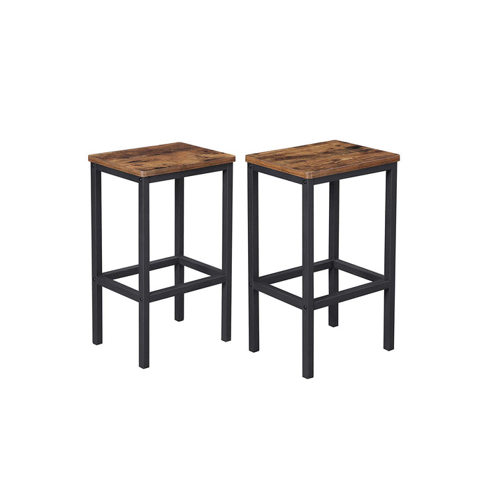 AUSLAUF VASAGLE | Bar Stools, Set of 2 Bar Chairs, Kitchen Breakfast Bar Stools with Footrest, Industrial in Living Room, Party Room, rustikal braun LBC,65X40 x 30 x 65 cm