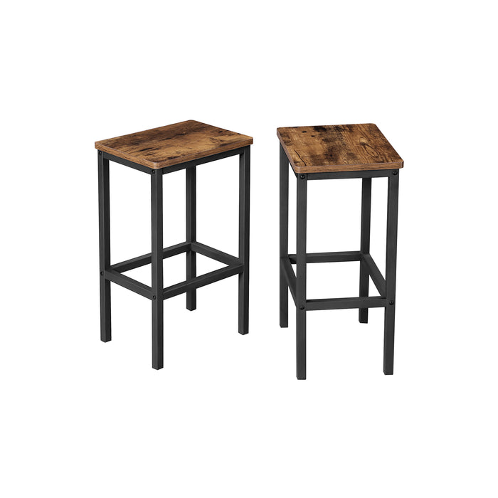 AUSLAUF VASAGLE | Bar Stools, Set of 2 Bar Chairs, Kitchen Breakfast Bar Stools with Footrest, Industrial in Living Room, Party Room, rustikal braun LBC,65X40 x 30 x 65 cm