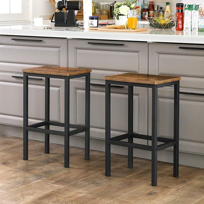 AUSLAUF VASAGLE | Bar Stools, Set of 2 Bar Chairs, Kitchen Breakfast Bar Stools with Footrest, Industrial in Living Room, Party Room, rustikal braun LBC,65X40 x 30 x 65 cm