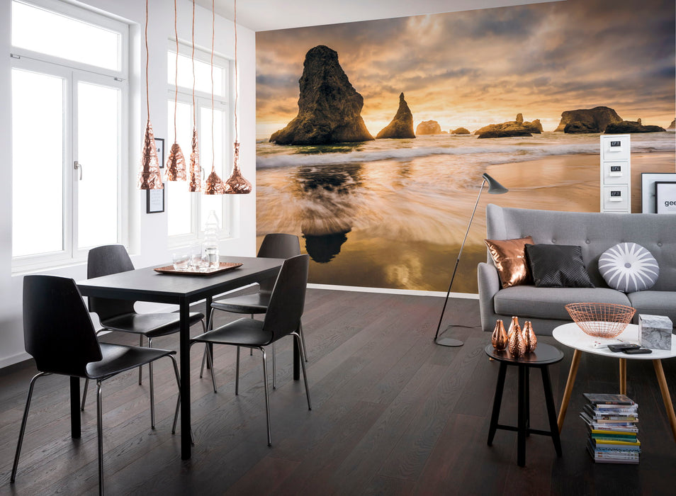 Digitaldruck Vlies Fototapete | Golden Stacks | 400 x 250 cm
