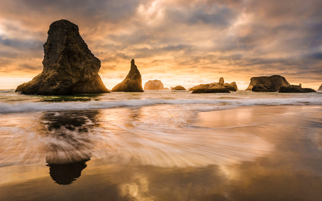 Digitaldruck Vlies Fototapete | Golden Stacks | 400 x 250 cm