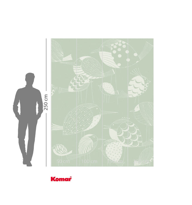 Komar NEU | Digitaldruck Vlies Fototapete - Naive Birds - Größe 200 x 250 cm
