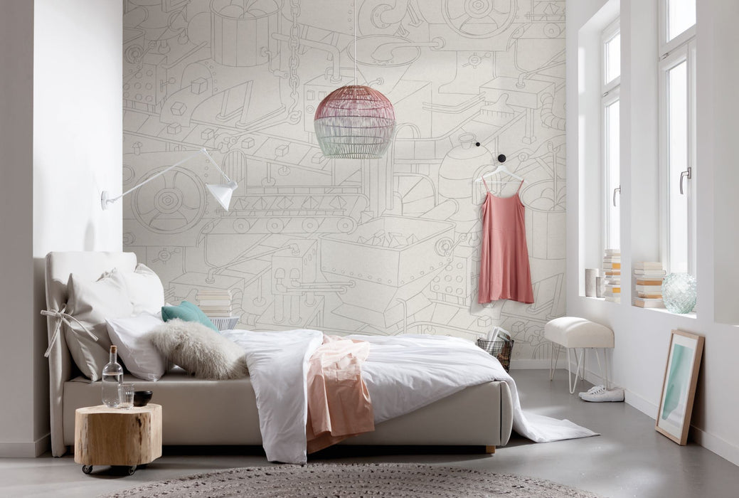 Komar NEU | Digitaldruck Vlies Fototapete - Doodle Factory - Größe 200 x 250 cm