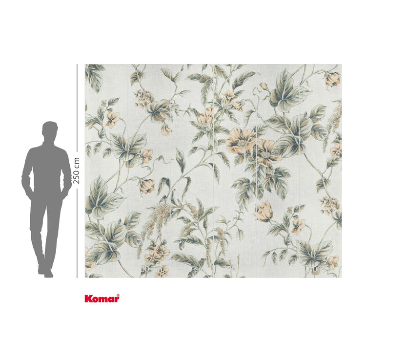 Komar NEU | Digitaldruck Vlies Fototapete - Peachy Flora - Größe 300 x 250 cm