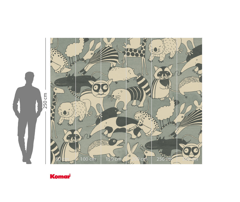 Komar NEU | Digitaldruck Vlies Fototapete - Wobble Zoo - Größe 300 x 250 cm